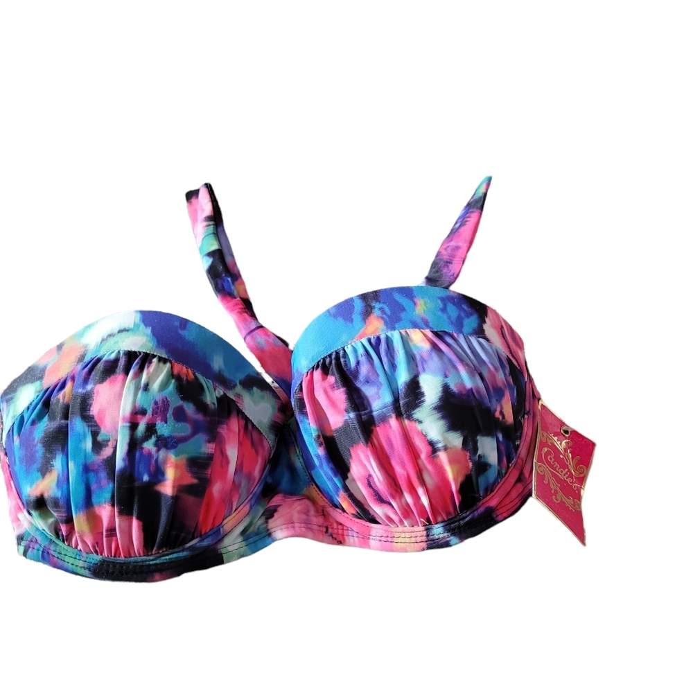 *Sale* NWT Candie's Bikini Top Medium Multicolor Tie Back Padded Swimsuit